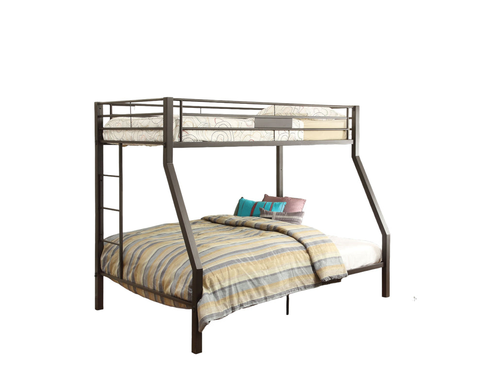 Homeroots 79" X 56" X 65" Twin Over Full Brown Metal Tube Bunk Bed  Metal 285617