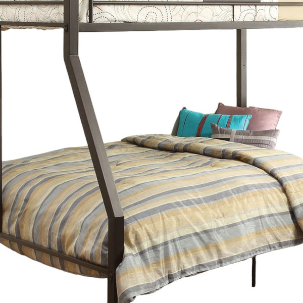 Homeroots 79" X 56" X 65" Twin Over Full Brown Metal Tube Bunk Bed  Metal 285617