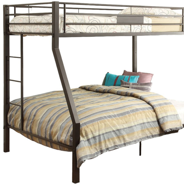 Homeroots 79" X 56" X 65" Twin Over Full Brown Metal Tube Bunk Bed  Metal 285617