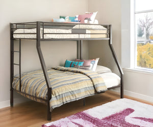 Homeroots 79" X 56" X 65" Twin Over Full Brown Metal Tube Bunk Bed  Metal 285617