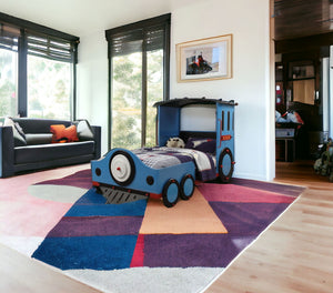 Homeroots Steel Twin Red White And Blue Bed Blue,Red And Black Metal 285620