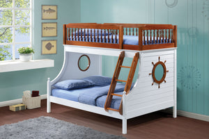 Homeroots Brown And White Full Coastal Bunk Bed  Wood 285627