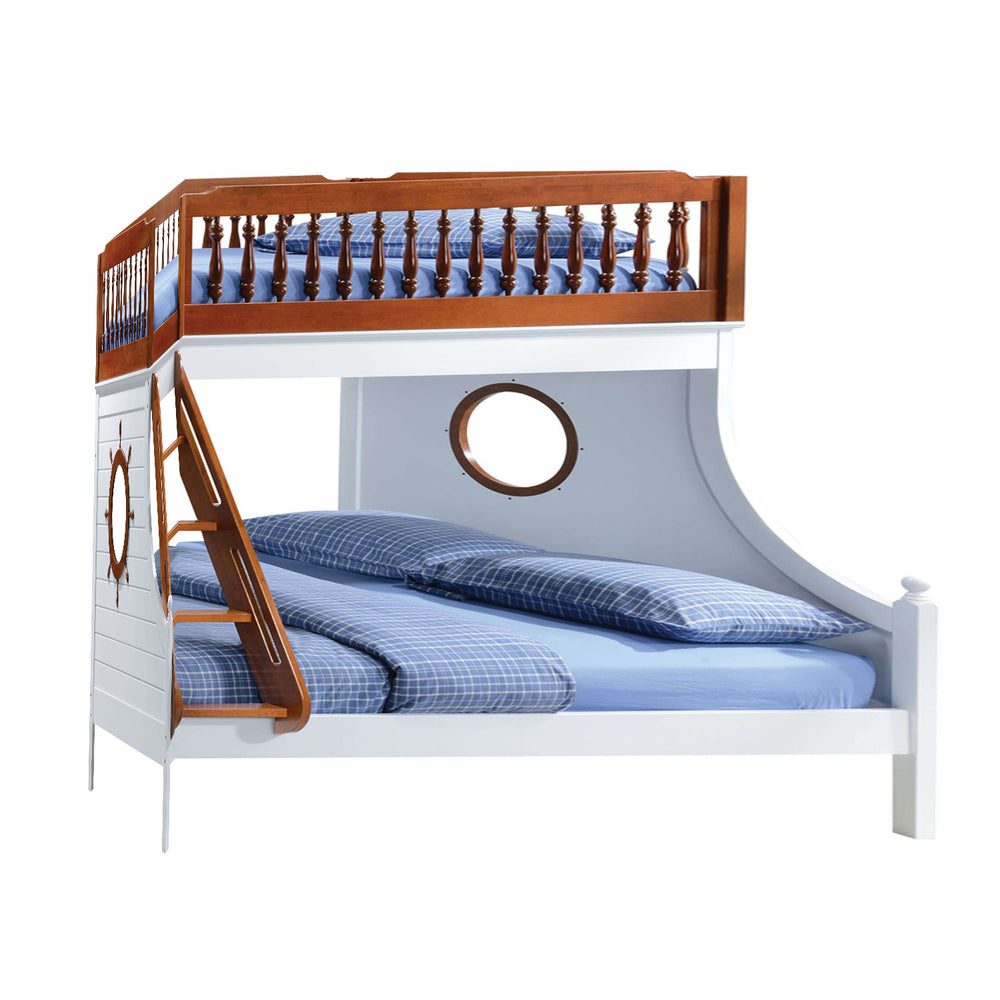 Homeroots Brown And White Full Coastal Bunk Bed  Wood 285627