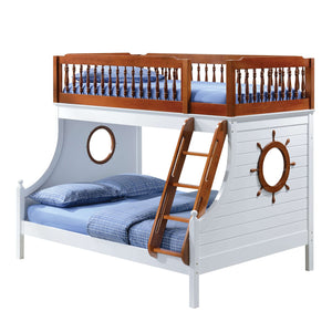 Homeroots Brown And White Full Coastal Bunk Bed  Wood 285627