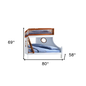 Homeroots Brown And White Full Coastal Bunk Bed  Wood 285627
