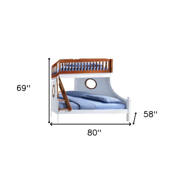 Homeroots Brown And White Full Coastal Bunk Bed  Wood 285627