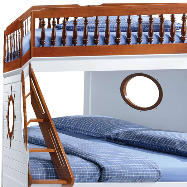 Homeroots Brown And White Full Coastal Bunk Bed  Wood 285627