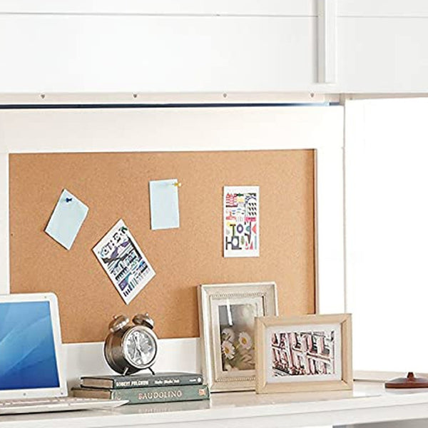 HomeRoots 83" Twin White Poplar Wood Loft Bed with Desk - Stylish Space-Saving Design for Modern Bedrooms! 285631