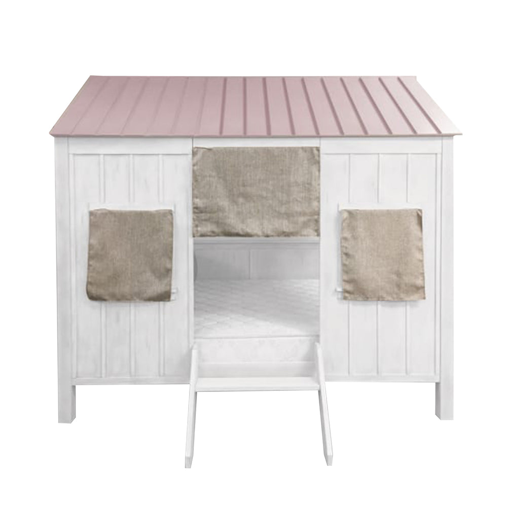 Homeroots Pink And White Wood Full Bed Frame White And Pink Manufactured Wood 285632