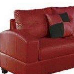 Homeroots 78" X 33" X 34" Red Bonded Leather Reversible Sectional Sofa With 2 Pillows   285637