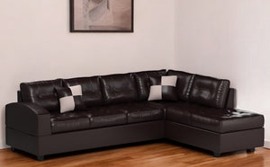 Homeroots 111" X 78" X 34" Black Bonded Leather Reversible Sectional Sofa With 2 Pillows   285639