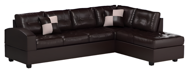 Homeroots 111" X 78" X 34" Black Bonded Leather Reversible Sectional Sofa With 2 Pillows   285639
