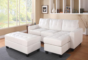Homeroots 83" X 57" X 35" White Bonded Leather Match Sectional Sofa With Ottoman   285641