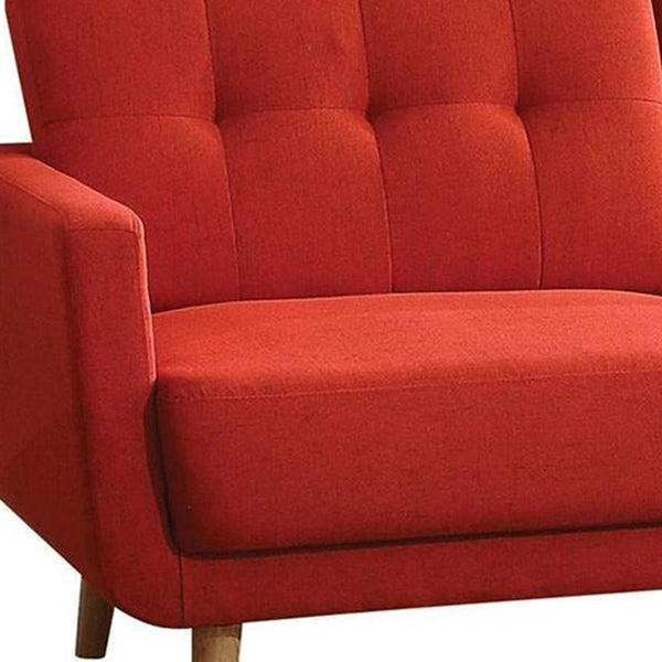 Homeroots 74" Red Linen Sofa With Wood Brown Legs   285661