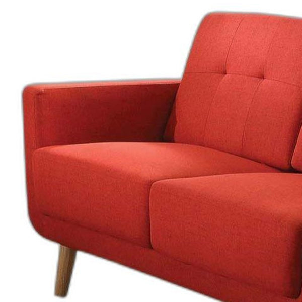 HomeRoots 56" Mid-Century Modern Red Linen Loveseat - Stylish & Comfortable Seating for Living Rooms & Offices 285662