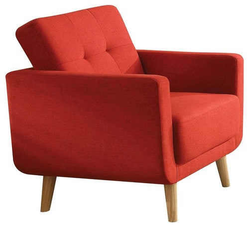 Homeroots 33" X 31" X 35" Red Linen Chair   285663