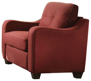 Homeroots 34" Red And Brown Linen Arm Chair   285666