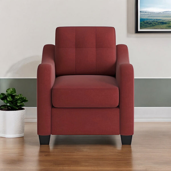 Homeroots 34" Red And Brown Linen Arm Chair   285666