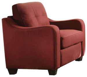 Homeroots 34" Red And Brown Linen Arm Chair   285666