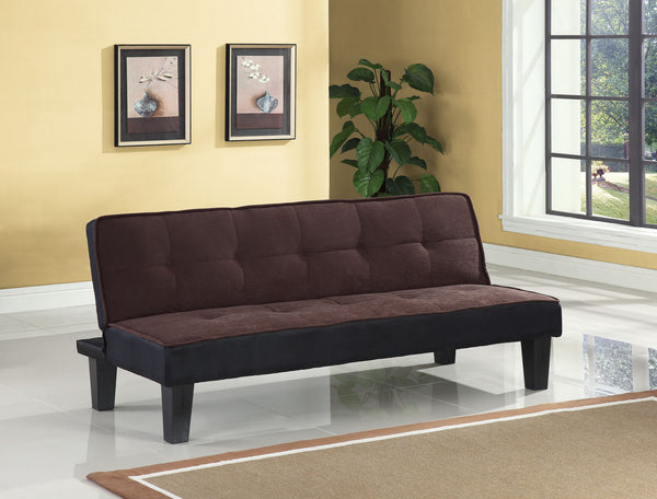 Homeroots 66" Dark Brown Microfiber Convertible Futon Sleeper Sofa With Black Legs   285667