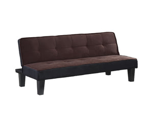 Homeroots 66" Dark Brown Microfiber Convertible Futon Sleeper Sofa With Black Legs   285667
