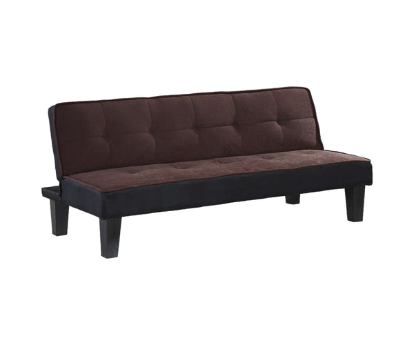 Homeroots 66" Dark Brown Microfiber Convertible Futon Sleeper Sofa With Black Legs   285667