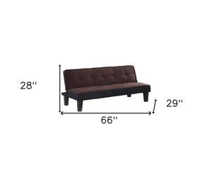 Homeroots 66" Dark Brown Microfiber Convertible Futon Sleeper Sofa With Black Legs   285667
