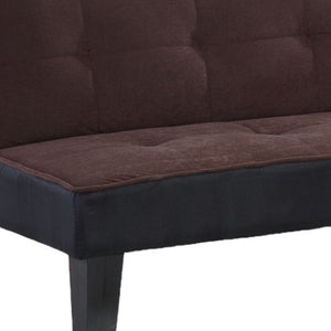 Homeroots 66" Dark Brown Microfiber Convertible Futon Sleeper Sofa With Black Legs   285667