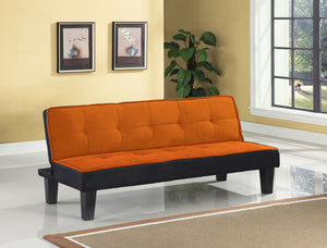 Homeroots 66" Orange Fabric Sofa With Black Legs   285668