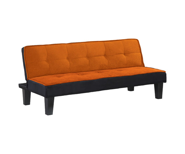 Homeroots 66" Orange Fabric Sofa With Black Legs   285668