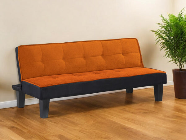 Homeroots 66" Orange Fabric Sofa With Black Legs   285668