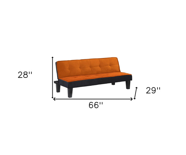 Homeroots 66" Orange Fabric Sofa With Black Legs   285668