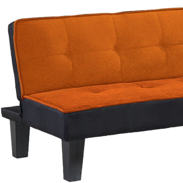 Homeroots 66" Orange Fabric Sofa With Black Legs   285668