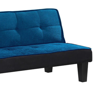 Homeroots 66" Blue Fabric Sofa With Black Legs   285669