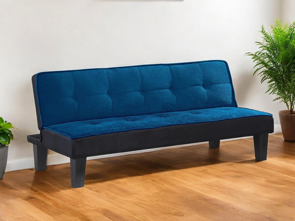 Homeroots 66" Blue Fabric Sofa With Black Legs   285669