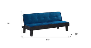 Homeroots 66" Blue Fabric Sofa With Black Legs   285669