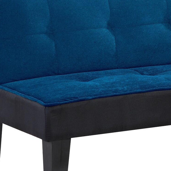Homeroots 66" Blue Fabric Sofa With Black Legs   285669