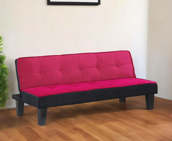 Homeroots 66" Pink Fabric Sofa With Black Legs   285670