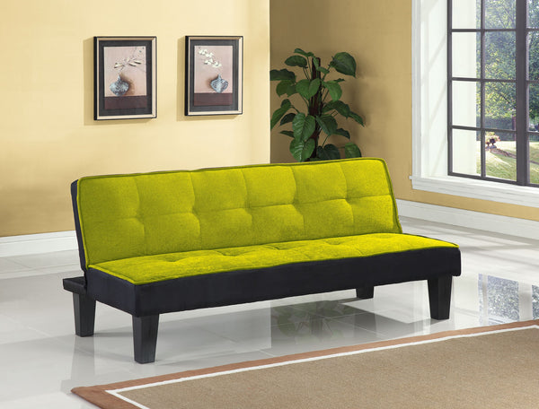 Homeroots 66" Green Fabric Sofa With Black Legs   285671