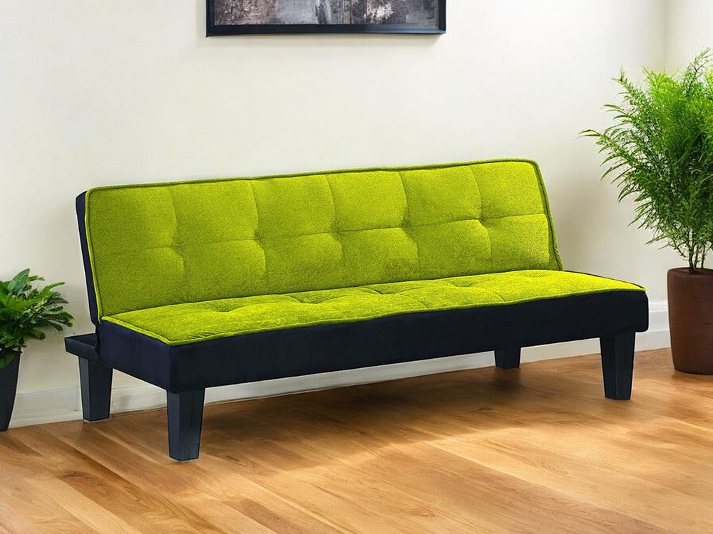 Homeroots 66" Green Fabric Sofa With Black Legs   285671