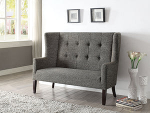 Homeroots 56" Gray Fabric Settee With Chocolate Legs   285683