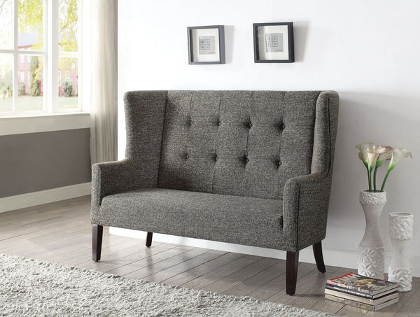Homeroots 56" Gray Fabric Settee With Chocolate Legs   285683