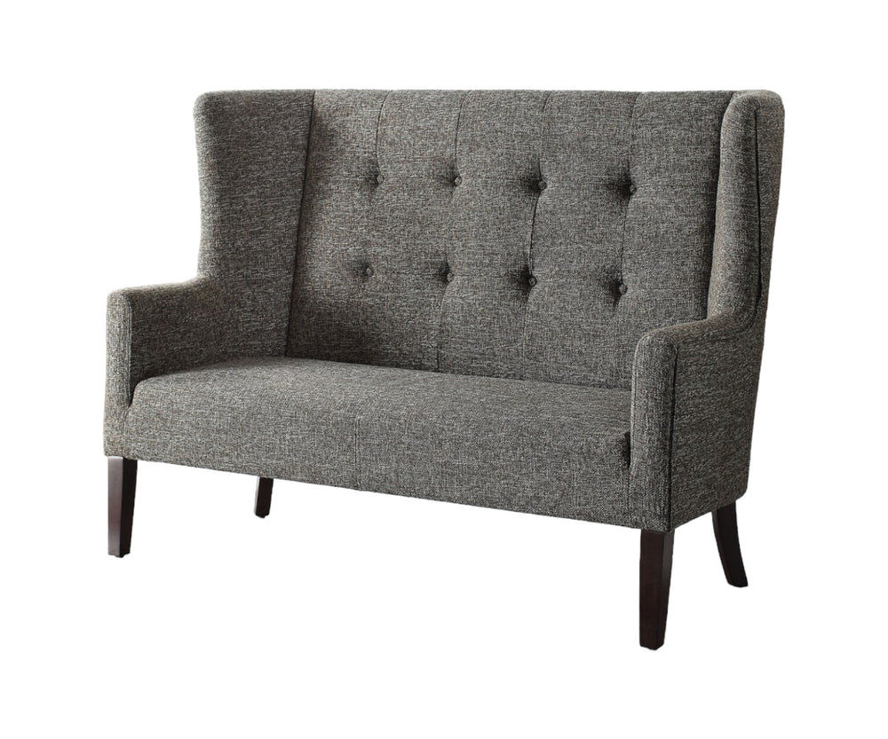 Homeroots 56" Gray Fabric Settee With Chocolate Legs   285683
