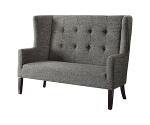 Homeroots 56" Gray Fabric Settee With Chocolate Legs   285683