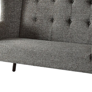 Homeroots 56" Gray Fabric Settee With Chocolate Legs   285683