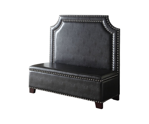 Homeroots 54" Espresso Faux Leather Settee With Chocolate Legs   285684