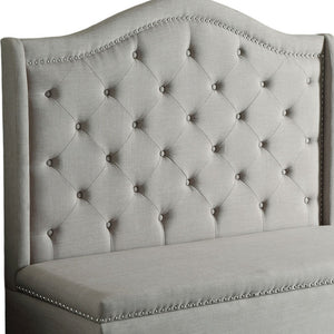 Homeroots 54" Beige Fabric Settee With Chocolate Legs   285685