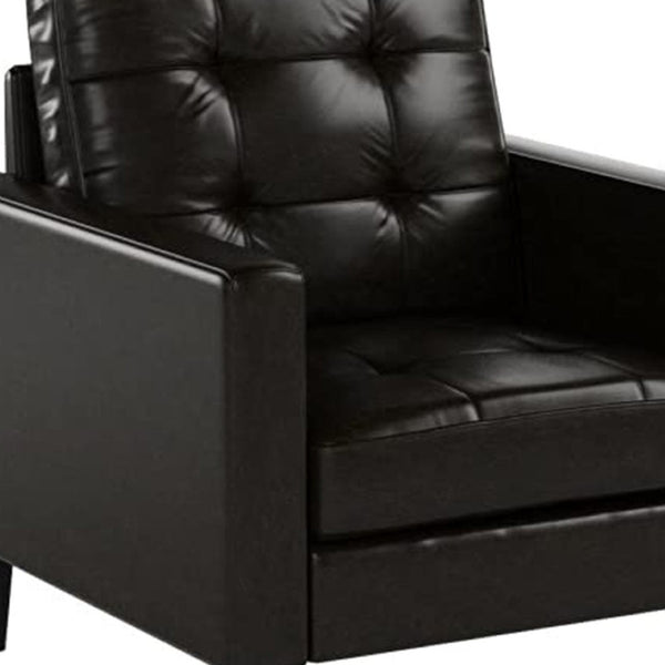HomeRoots 30" Espresso Faux Leather Arm Chair with Toss Pillow - Stylish, Compact Comfort for Modern Spaces 285686