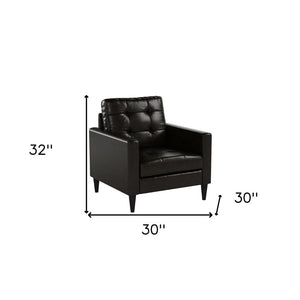 HomeRoots 30" Espresso Faux Leather Arm Chair with Toss Pillow - Stylish, Compact Comfort for Modern Spaces 285686