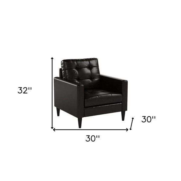 HomeRoots 30" Espresso Faux Leather Arm Chair with Toss Pillow - Stylish, Compact Comfort for Modern Spaces 285686